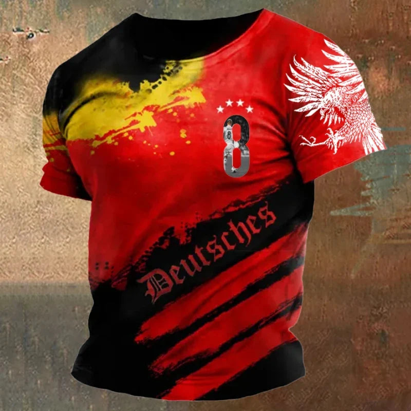 Product Image for Fudus | Retro German Flag Herren T-Shirt, Rot Schwarz Gelb 4 / S