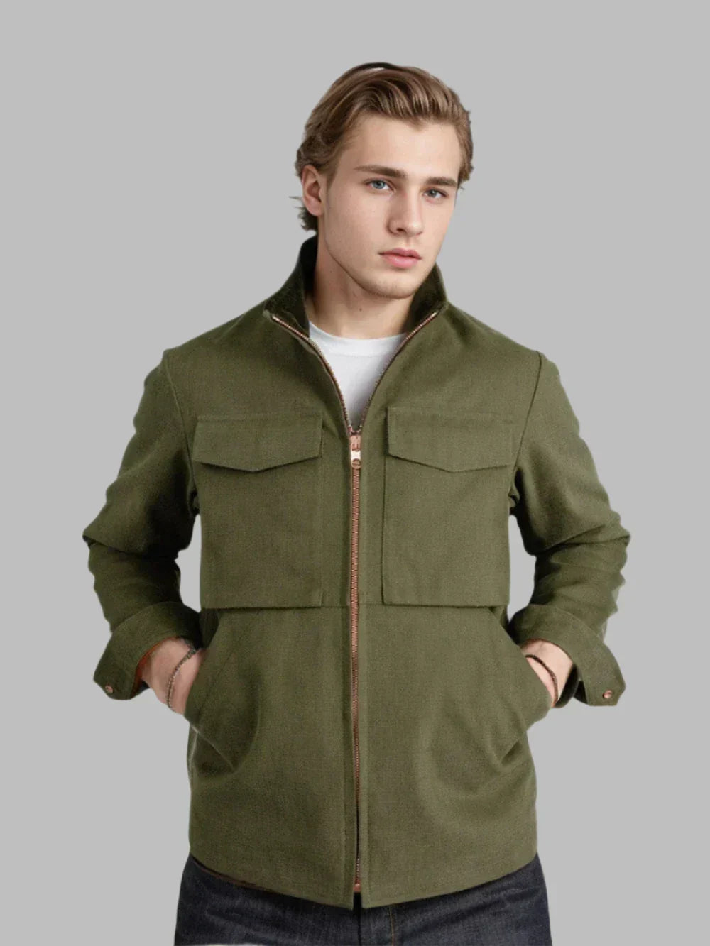 Product Image for Fudus | Schicke Herrenjacke Mit Mehreren Taschen, Olivgrün / M