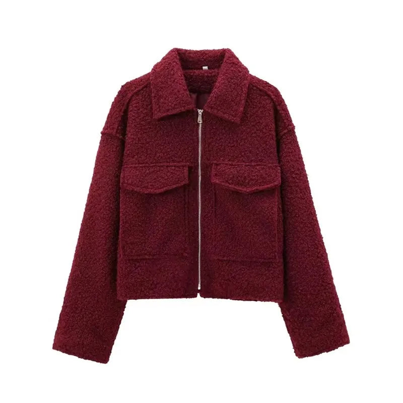 Product Image for Fudus | Graue Jacke Mit Reißverschlusstaschen, Rot / M
