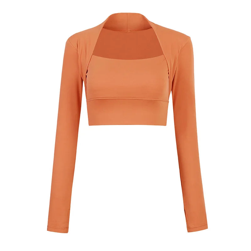 Product Image for Fudus | Gepolstertes Yoga Langarm Crop Top, Orange / M