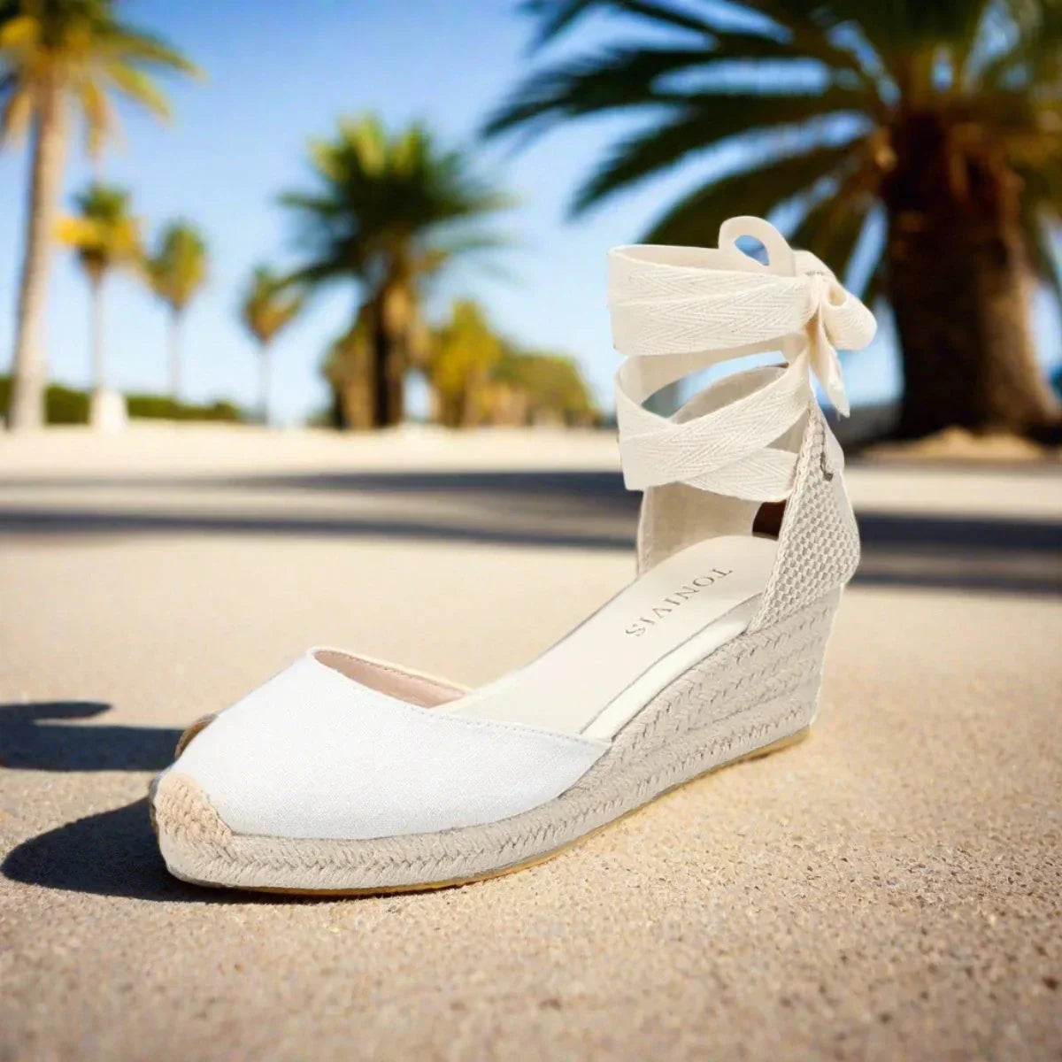 Product Image for Fudus | Espadrilles Mit Keilabsatz Weiß Bequeme Schnür Sandalen Für Sommer, Weiß / 37