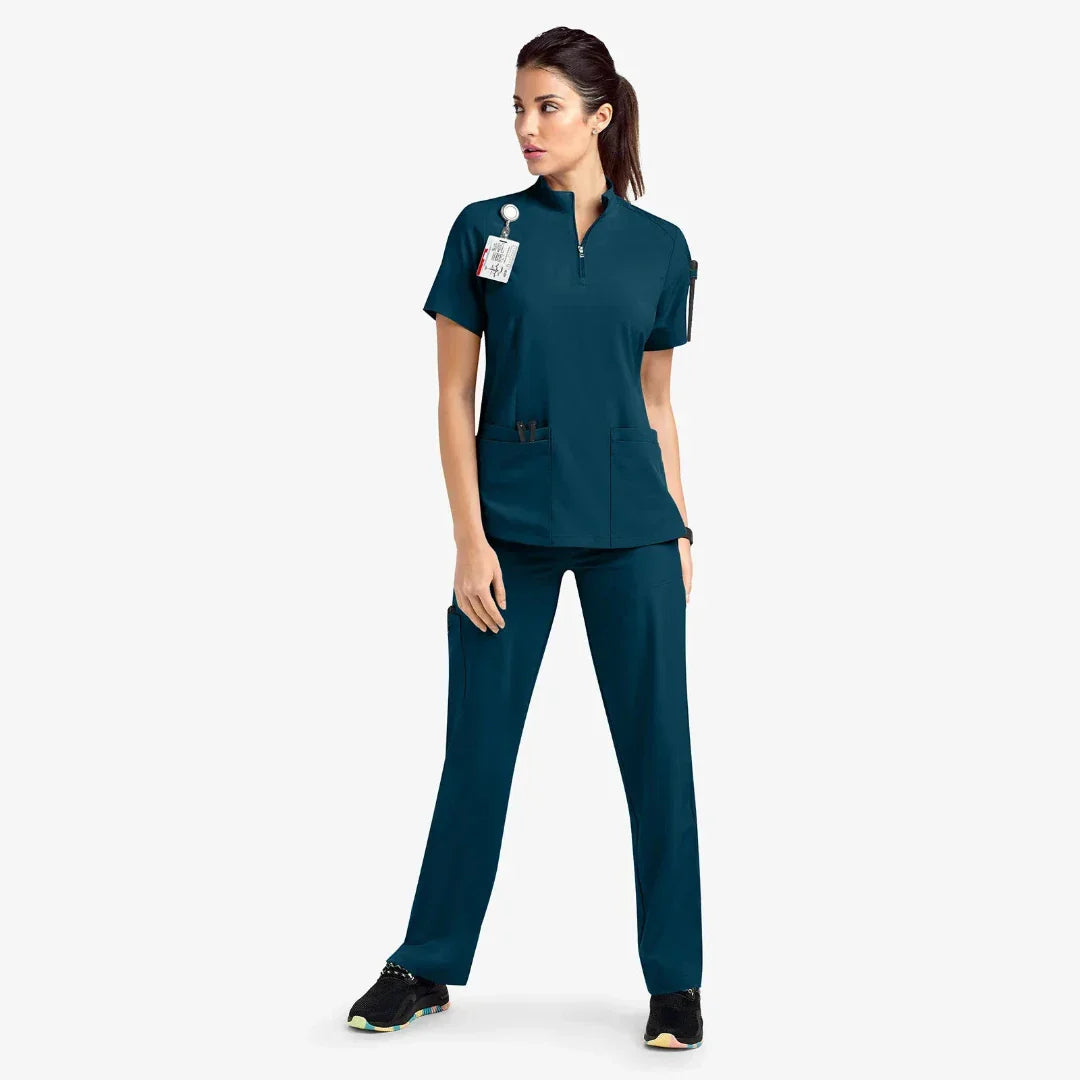 Product Image for Fudus | Damen Arbeitskleidung Arzt Kasacks Satz | Schlanker Schnitt, Dunkelgrün / L