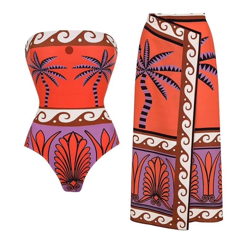 Product Image for Fudus - Push-Up Bikini mit hoher Taille - Retro Print Bademode - Sommer, Satz 3 / XL