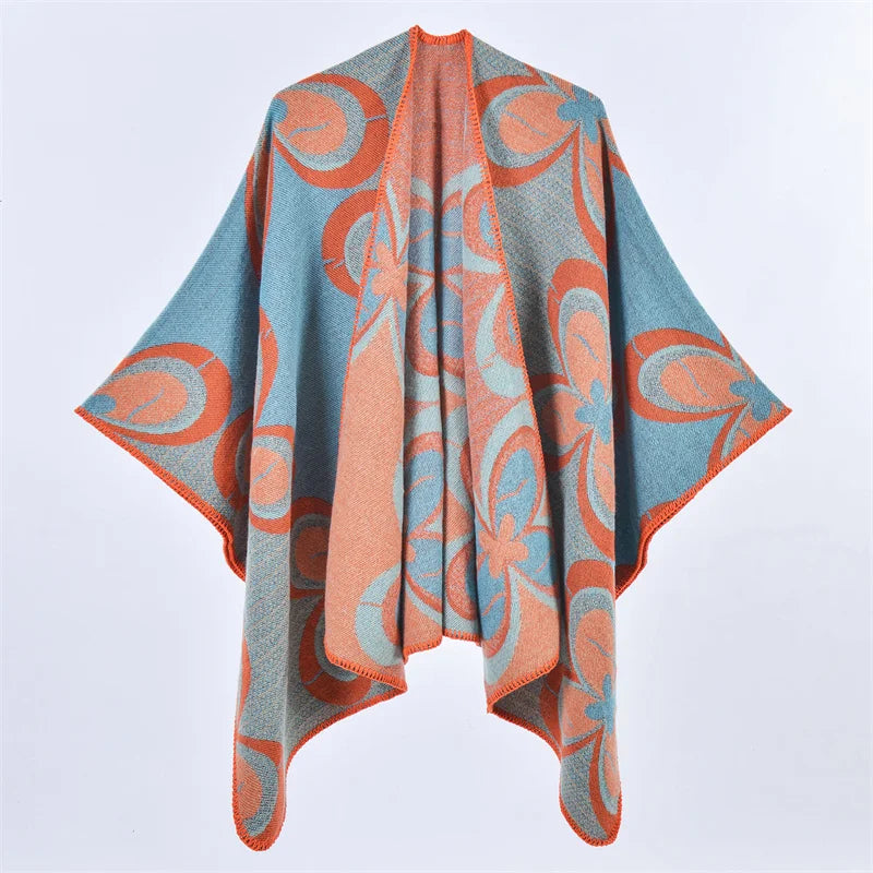 Product Image for Fudus | Warmer Schal Umhang Aus Kaschmir Für Damen, Orange-Ascheblau / Einheitsgröße