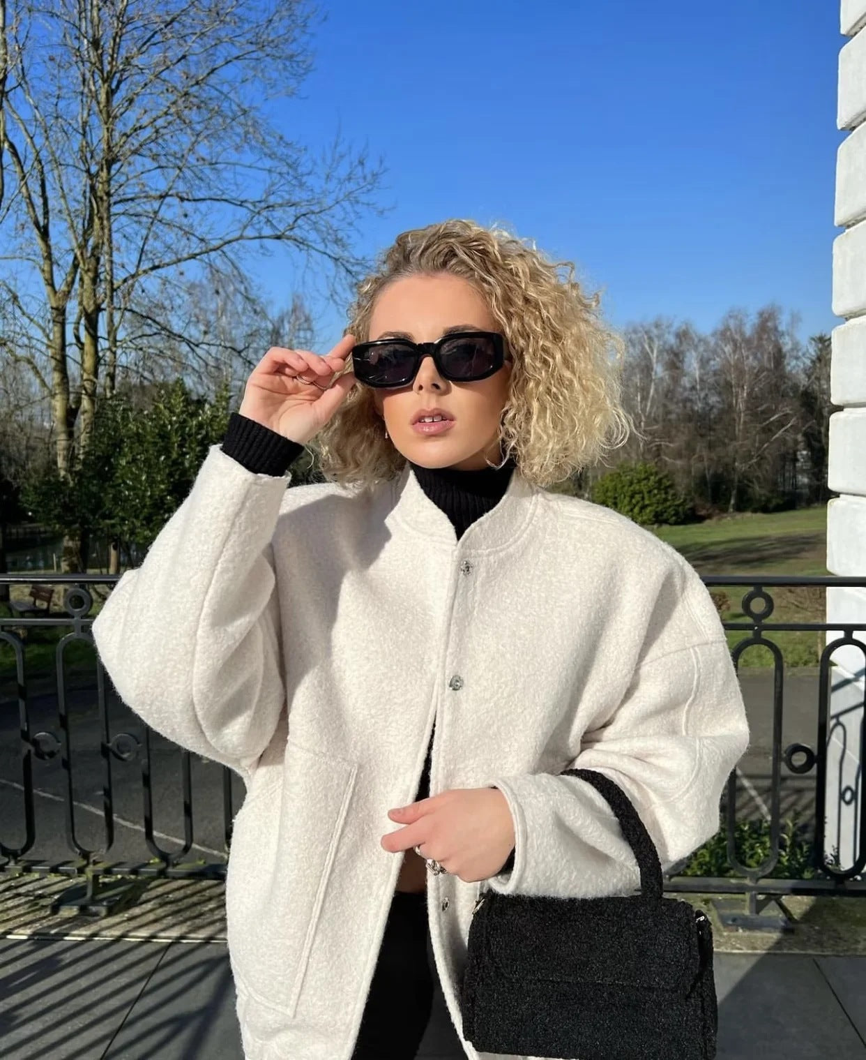 Product Image for Fudus | Übergröße Jacken Damen Langarm Top Coats Versteckte Knöpfe, Rundhals, Beige / M