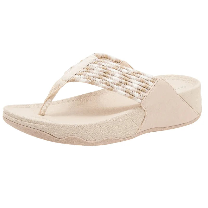 Product Image for Fudus- Hausschuhe- lässig Denim Keil Flip Flops- Gummi- Sommer, apricot / 38