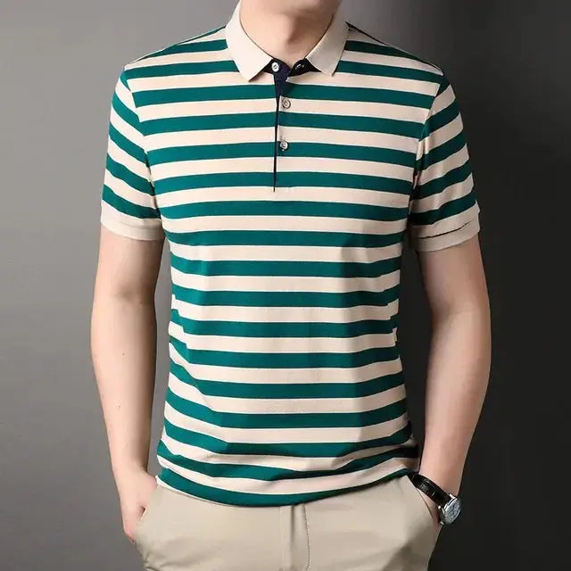 Product Image for Fudus | Passform Gestreiftes Sommer Polo Shirt Für Herren, Grün / L