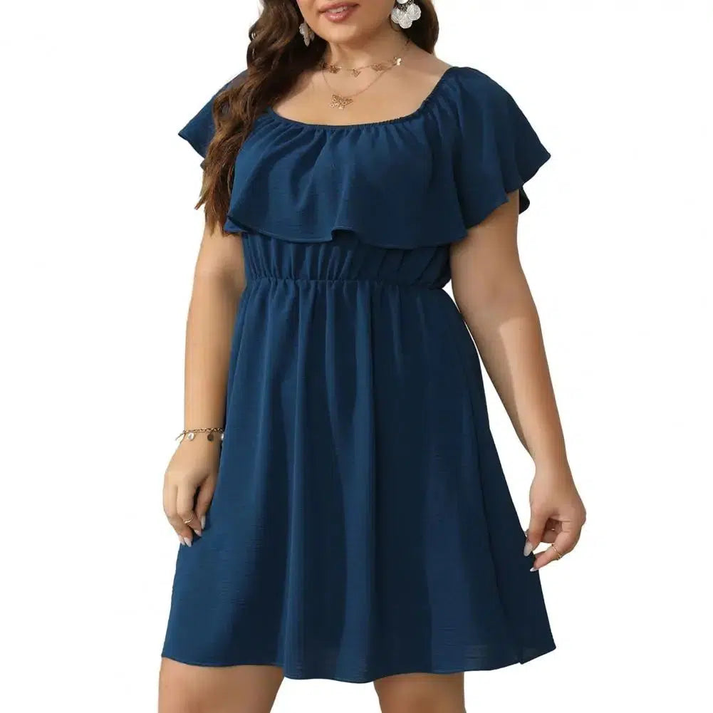 Product Image for Fudus | Damenkleider Sommer Kurzarm Rüschendress, Blau / 2XL