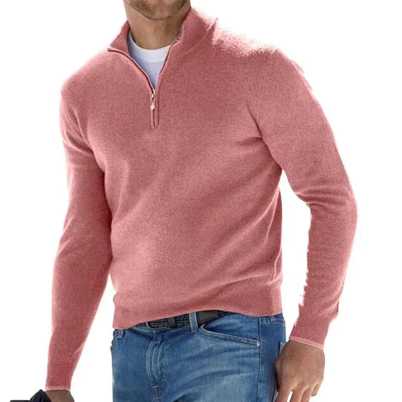 Product Image for Fudus | Reißverschlusspullover Für Herren Ralph Polo Im Italienischen Stil, Rosa / 3XL