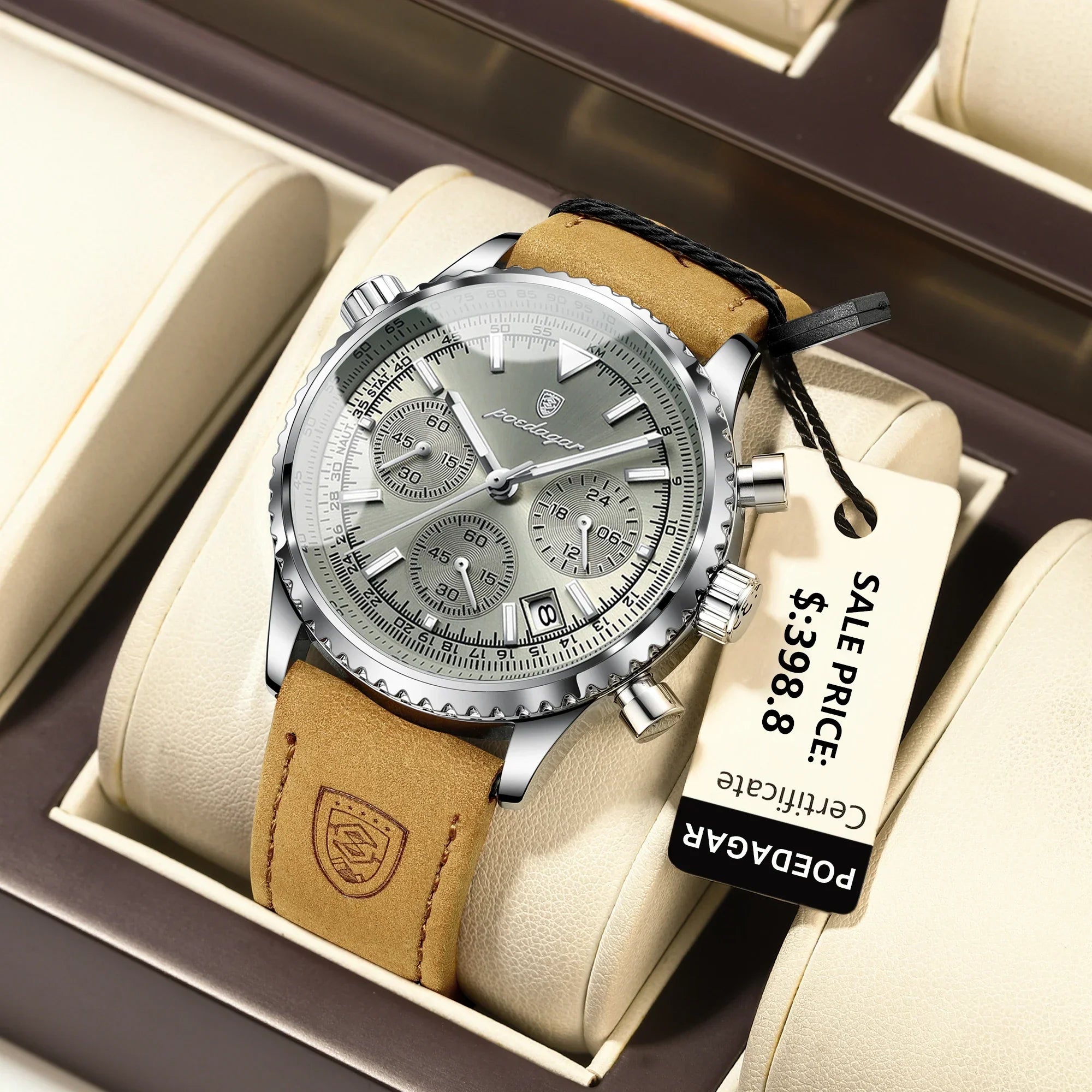 Product Image for Fudus | Chrono Luxe Wasserdichte Militär Sportuhr Für Herren, Silberne Pistole Farbe
