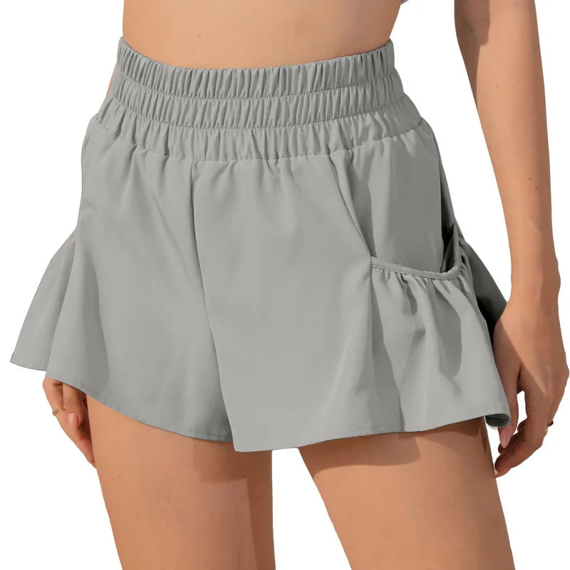 Product Image for Fudus | Damen Sport Shorts Mit Rüschen Und Taschen, Grau / 2XL