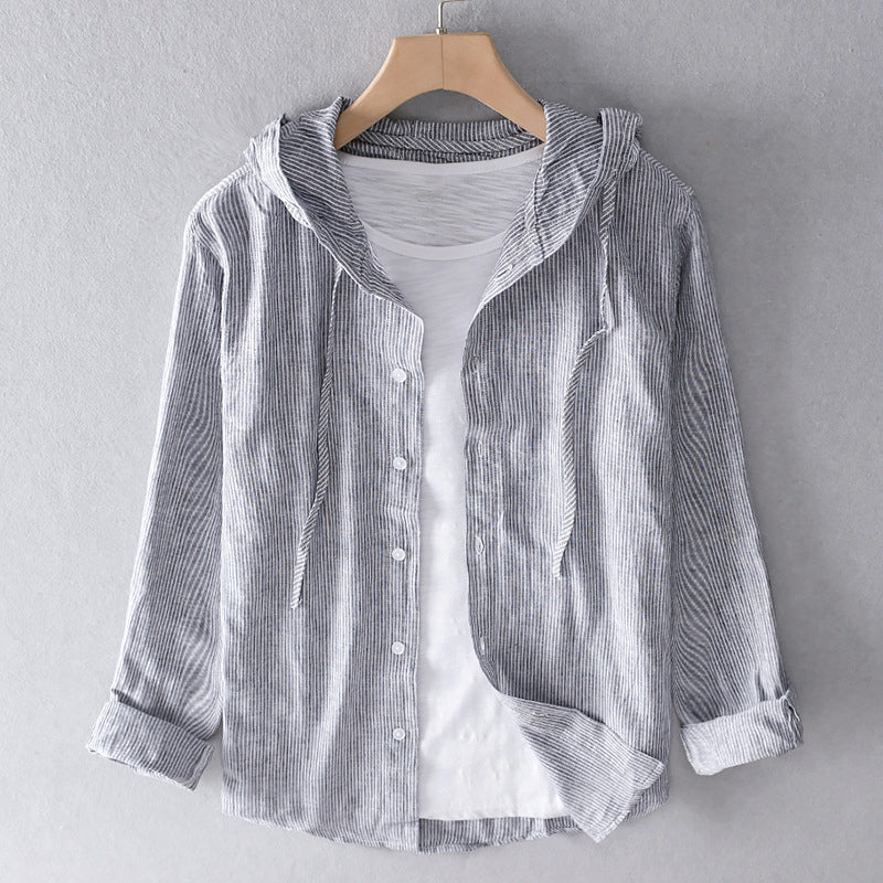 Product Image for Fudus | Gestreiftes Kapuzenpulli Shirt Mit Knopfverschluss Für Damen, Grau / 3XL