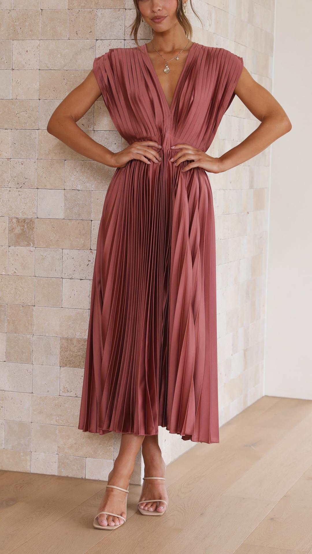 Product Image for Fudus | Kleid Mit V-ausschnitt Und Schleifenverschluss Auf Dem Rücken, Rosenrot / XL