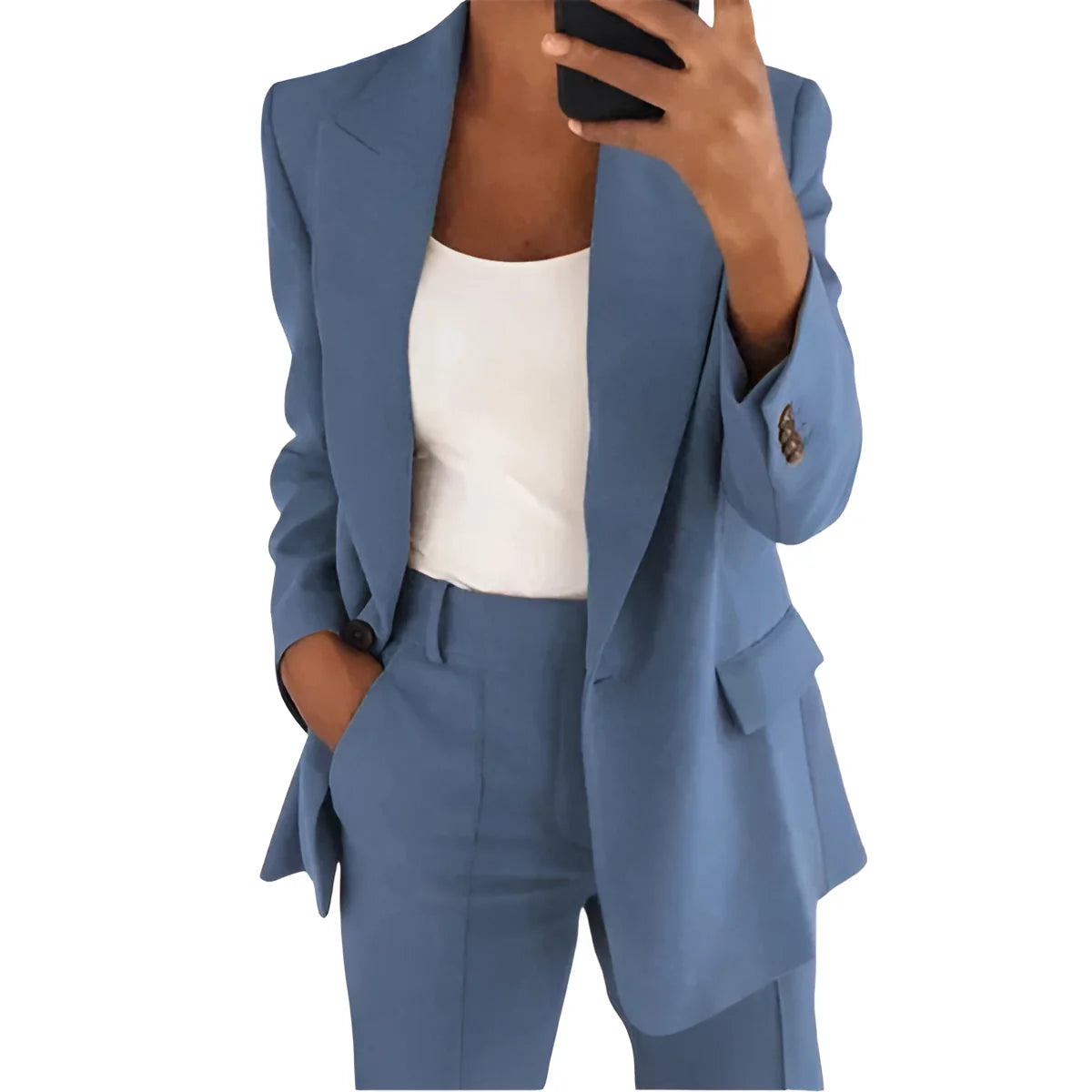 Product Image for Fudus Rosa Blazer Anzug Set - Chic Pastell Business Outfit, Blau / 2XL