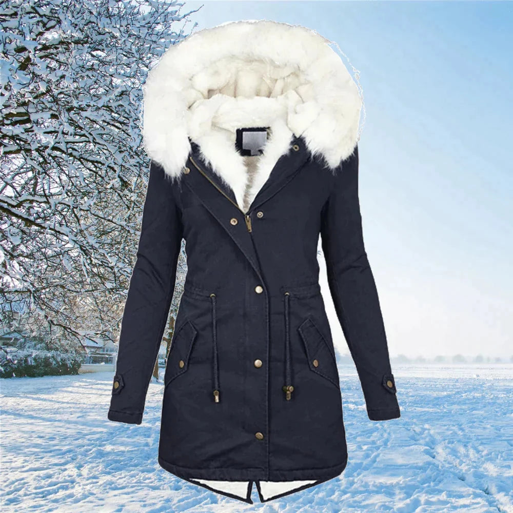 Product Image for Fudus Damen Winterparka mit Fellkapuze - Wasserdicht & Wärmend, Marineblau / XL