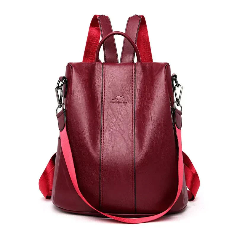 Product Image for Fudus - Damen Anti-Diebstahl Leder Rucksack, Weinrot