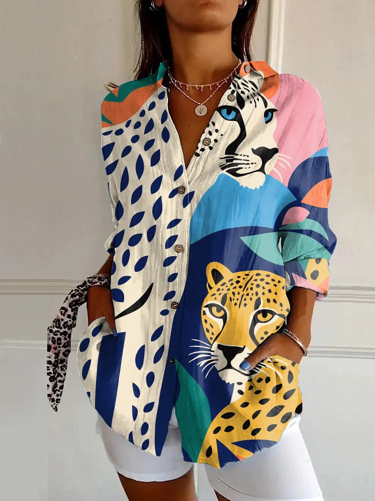Product Image for Fudus | Leoparden Kunst Bluse, Mehrfarbig (Fast ausverkauft) / M