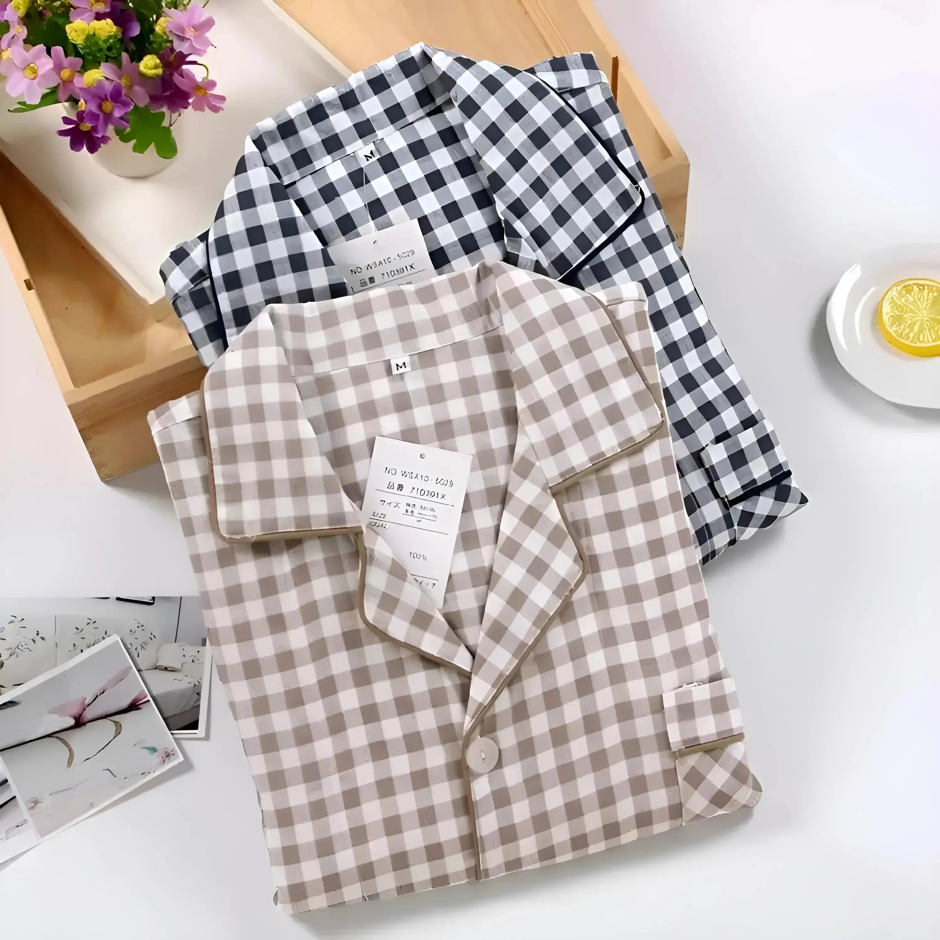 Product Image for Herren Karierte Pyjamas, Beige / L