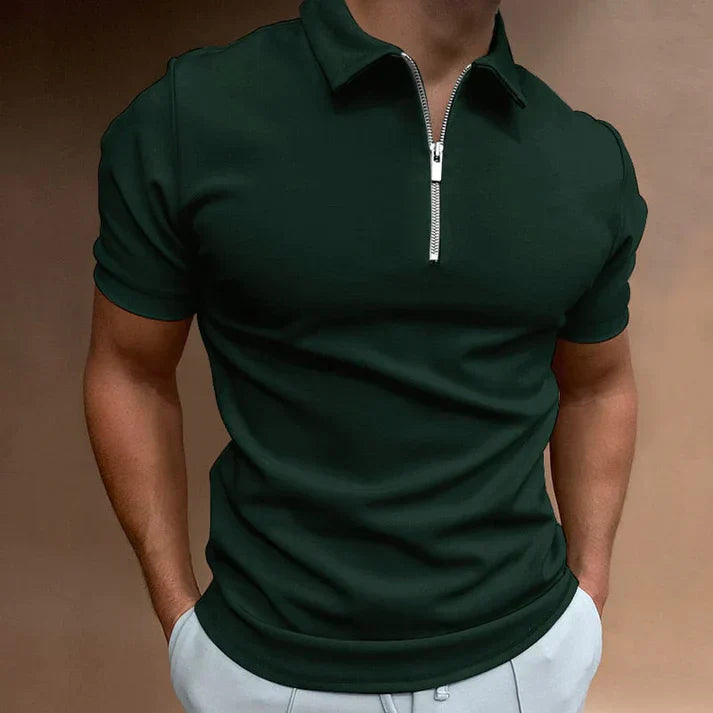 Product Image for Fudus | Stylisches Halb Reißverschluss Poloshirt Für Männer, Dunkelgrün / M