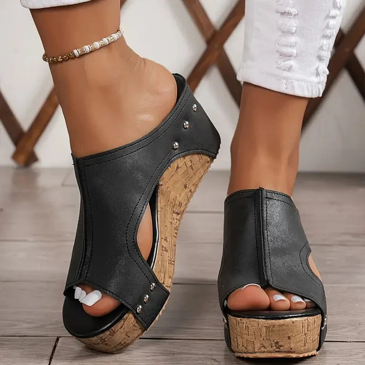 Product Image for Fudus | Leder Plattform Sandalen, Schwarz / 39
