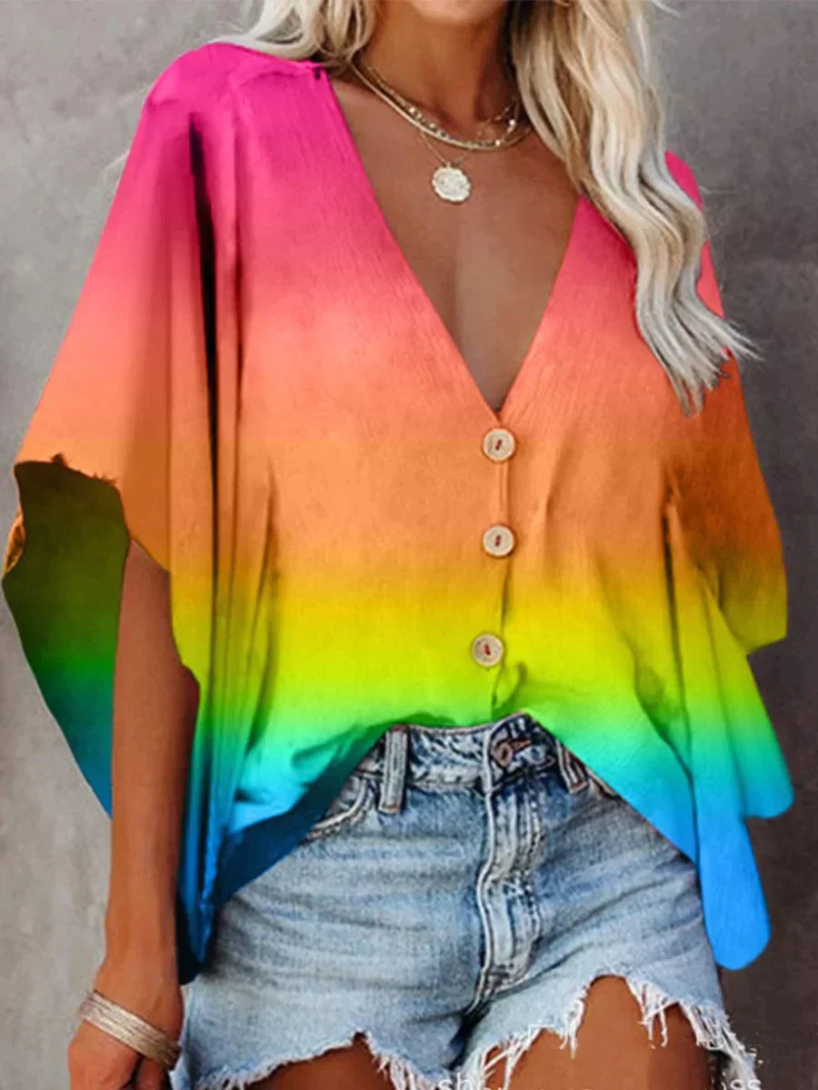 Product Image for Celine - Elegante weit geschnittene Bluse für den Frühling/Sommer, Regenbogen / S