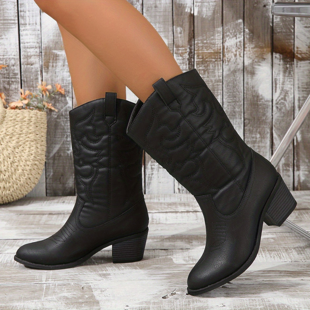 Product Image for Fudus | Damen Cowboy-Stiefeletten mit Absatz, Schwarz / 40