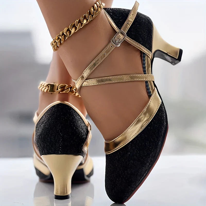 Product Image for Fudus | Schuhe mit mittelhohem Blockabsatz und Riemen mit gekreuzten Schnallen, Schwarz / 42