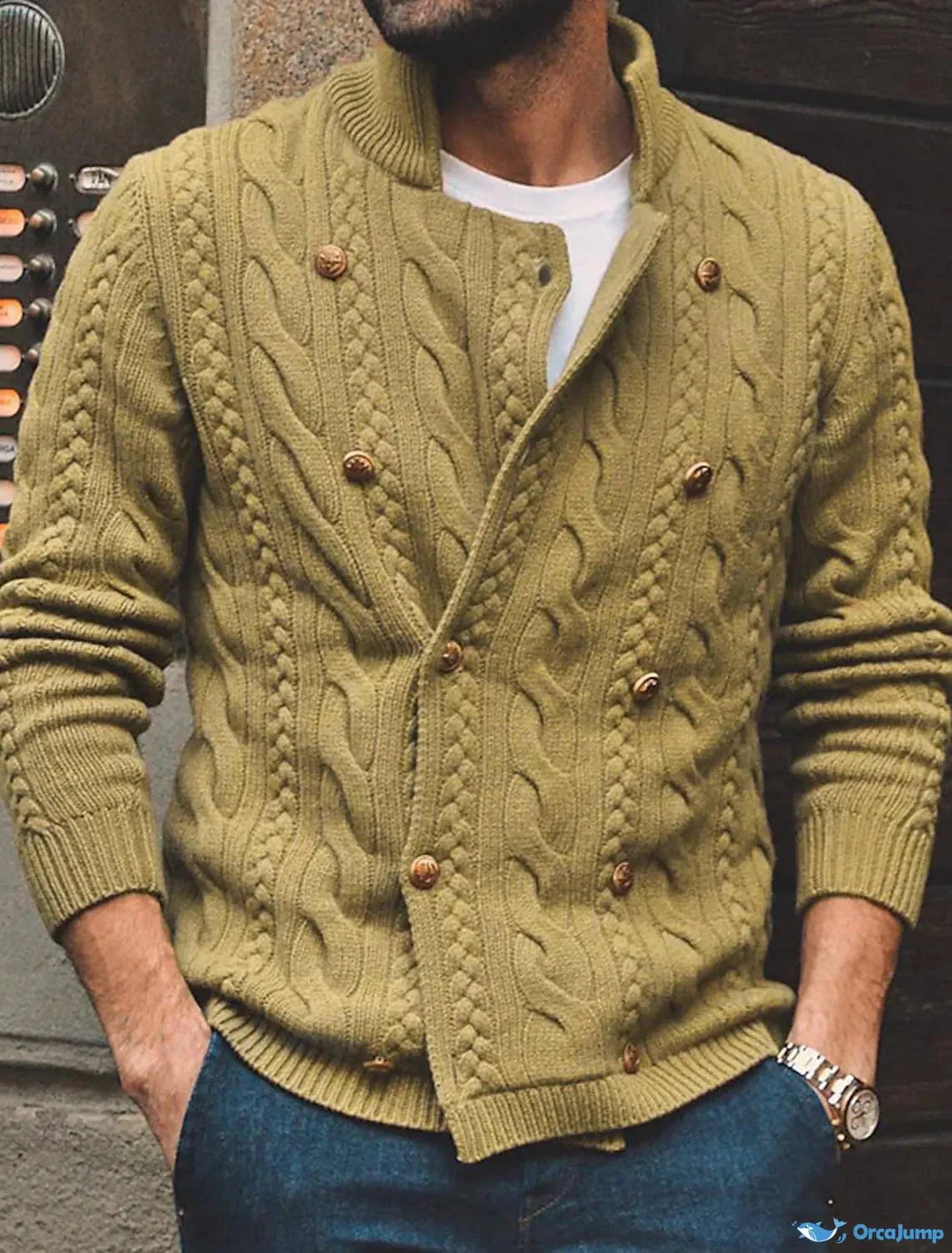 Product Image for Fudus | Rippstrick Pullover Für Herren Ideal Für Frühlings und Herbstmode Mit Langem Arm, Khaki / XL