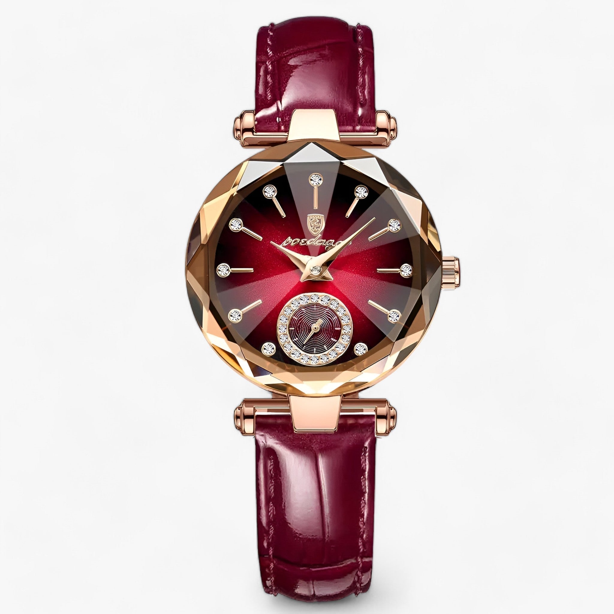 Product Image for Fudus | Luxus Damenarmbanduhr Aus Edelstahl Mit Diamantakzenten, Gold Rot / S