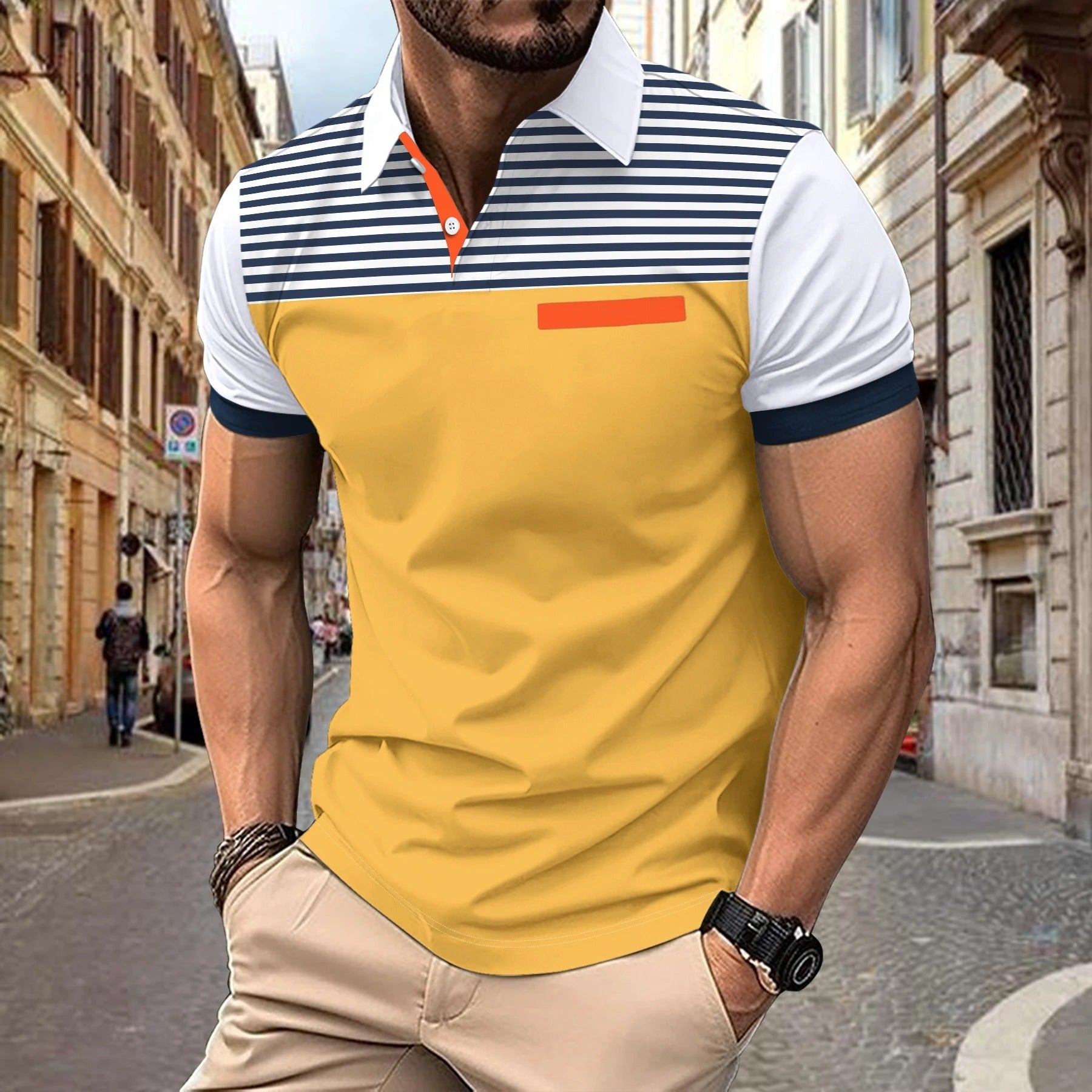 Product Image for Fudus - Gestreiftes Poloshirt für Herren, Gelb / M