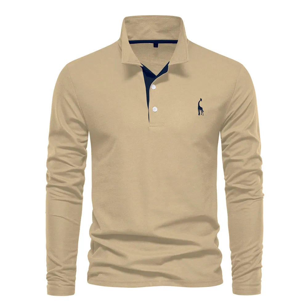 Product Image for Fudus | Luxury Long Sleeved Polo Für Männer, Khaki / XXL