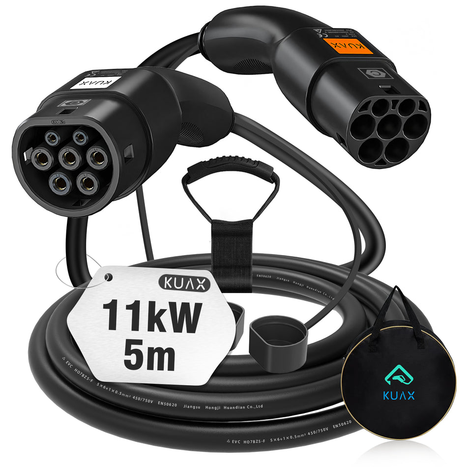 Typ 2 Ladekabel 22KW - KUAX 3 Phasen Ladekabel mit 32A, 5M, 22KW, IP5 –  KUAX Power