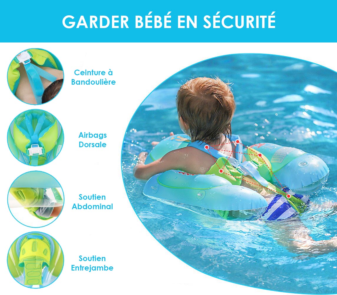 Bouée Bébé Piscine avec Pare- Soleil Bouée Gonflable Enfant de 6