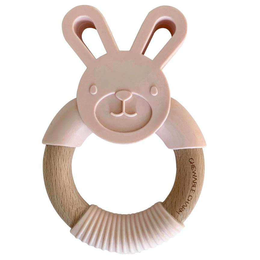 silicone and wood teether