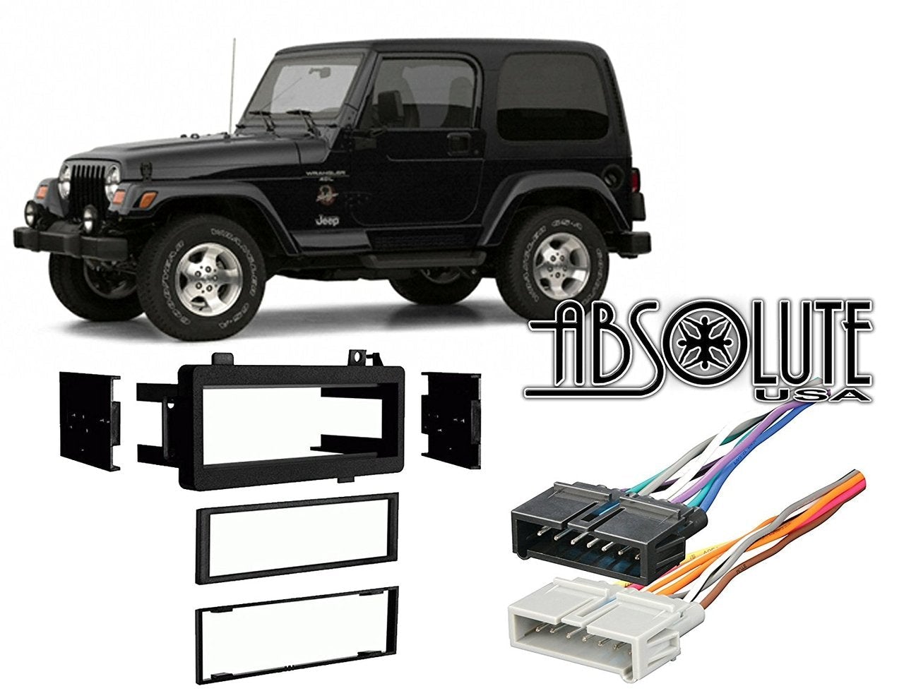 Absolute Jeep Wrangler 1997-2002 Single DIN Stereo Harness Radio Insta –  absoluteusa