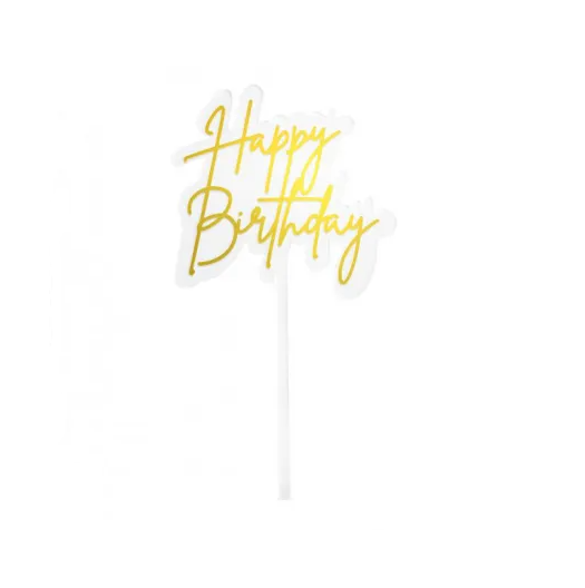 Go Bake Happy Birthday Cake Topper - Elegant Gold – Cake Warehouse