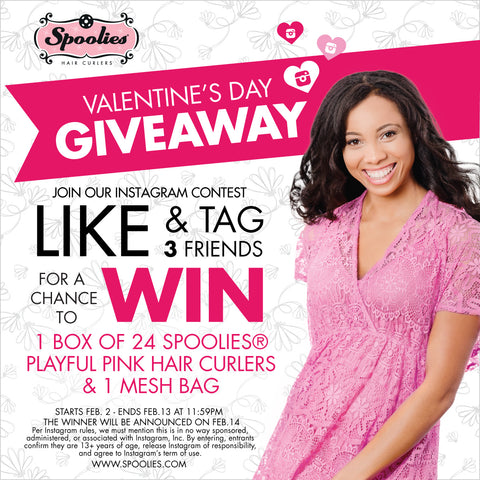 Spoolies Valentine's Contest win  24 pack of Playful Pink Hair curlers and a mesh bag