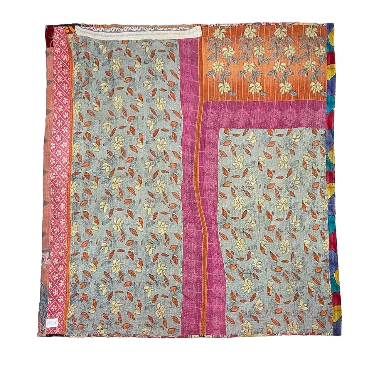 .Multi Colored Vintage Kantha Quilt