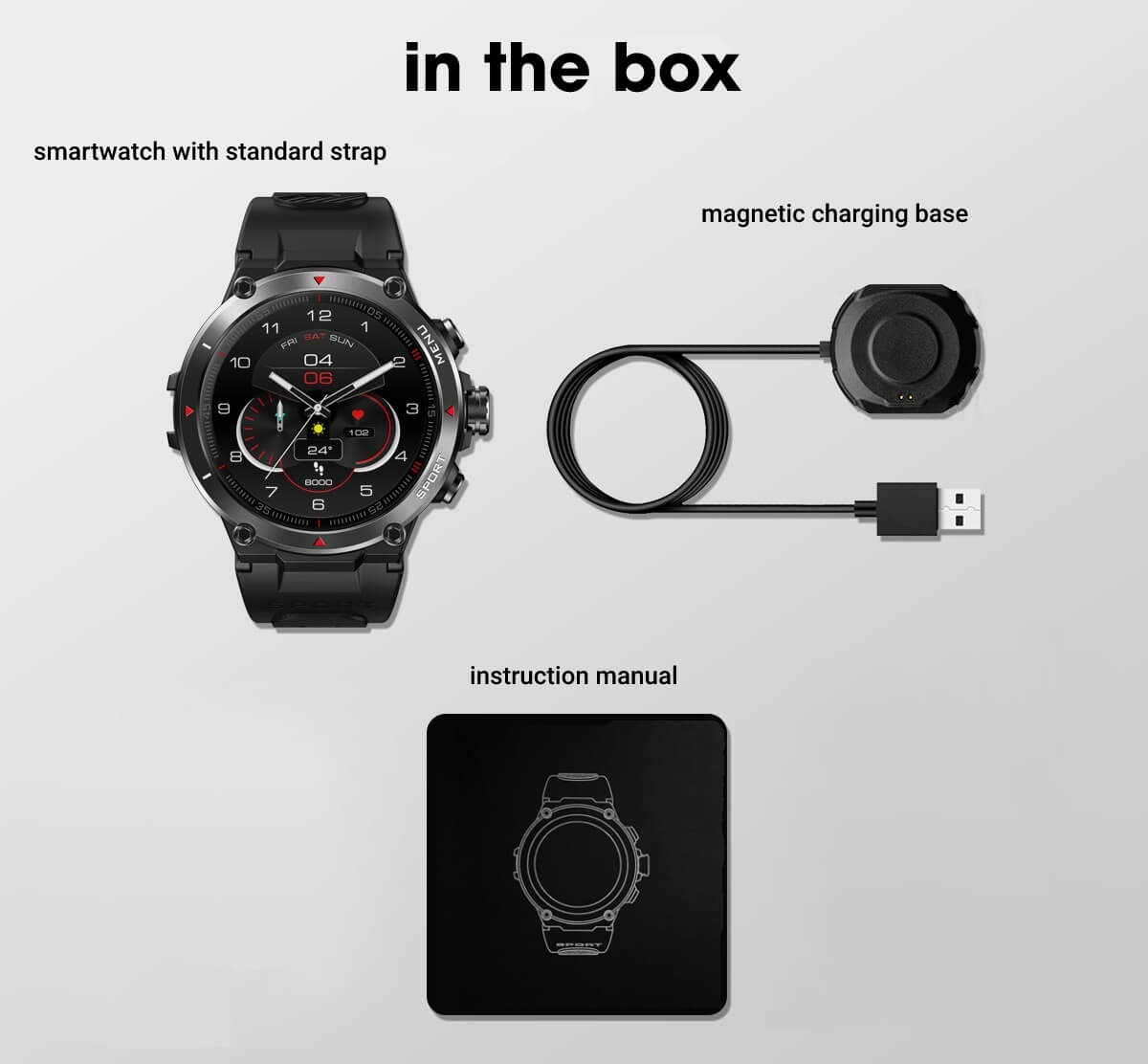 gps smartwatch box contents