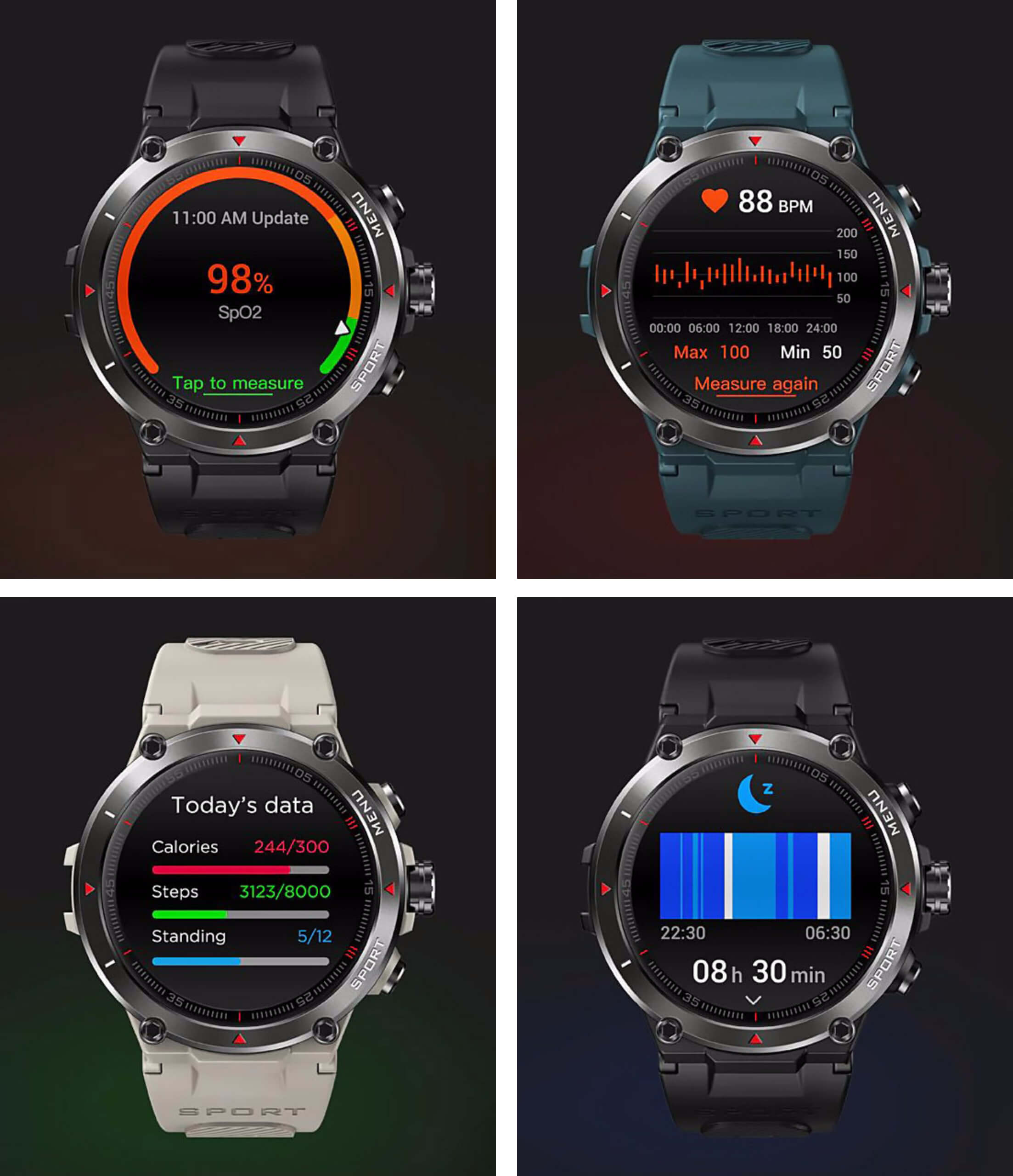 mens smartwatch with fitness tracking sensors