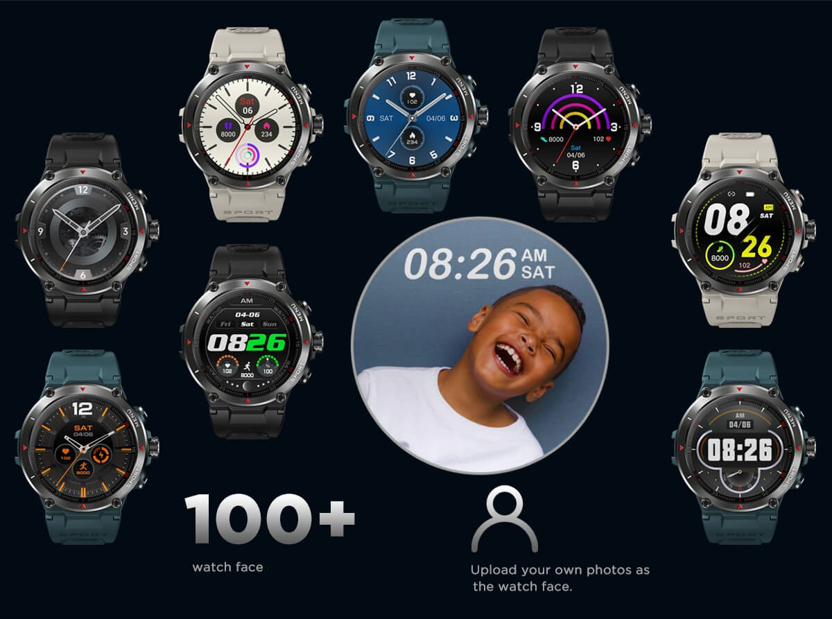 outdoor mens smartwatch multiple watch face dials and custom watch face dials