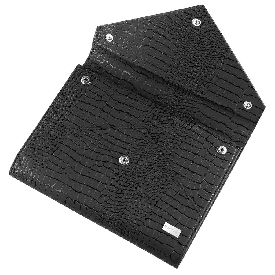 Maniology - Faux Leather Envelope Style XL Nail Stamping Plate Organizer - Black Croc