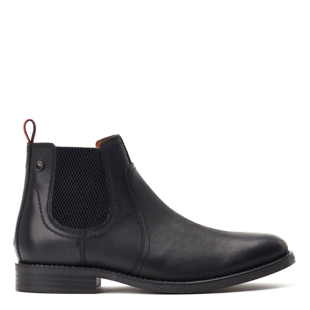 Base London Mens Bateman Pull-Up Black Leather Chelsea Boots UK 8