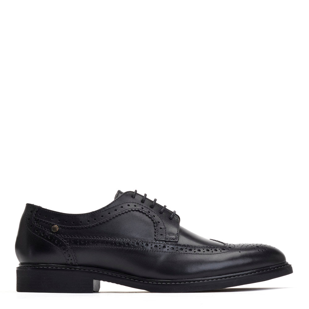 Base London Mens Castello Waxy Black Leather Brogue Shoes UK 9