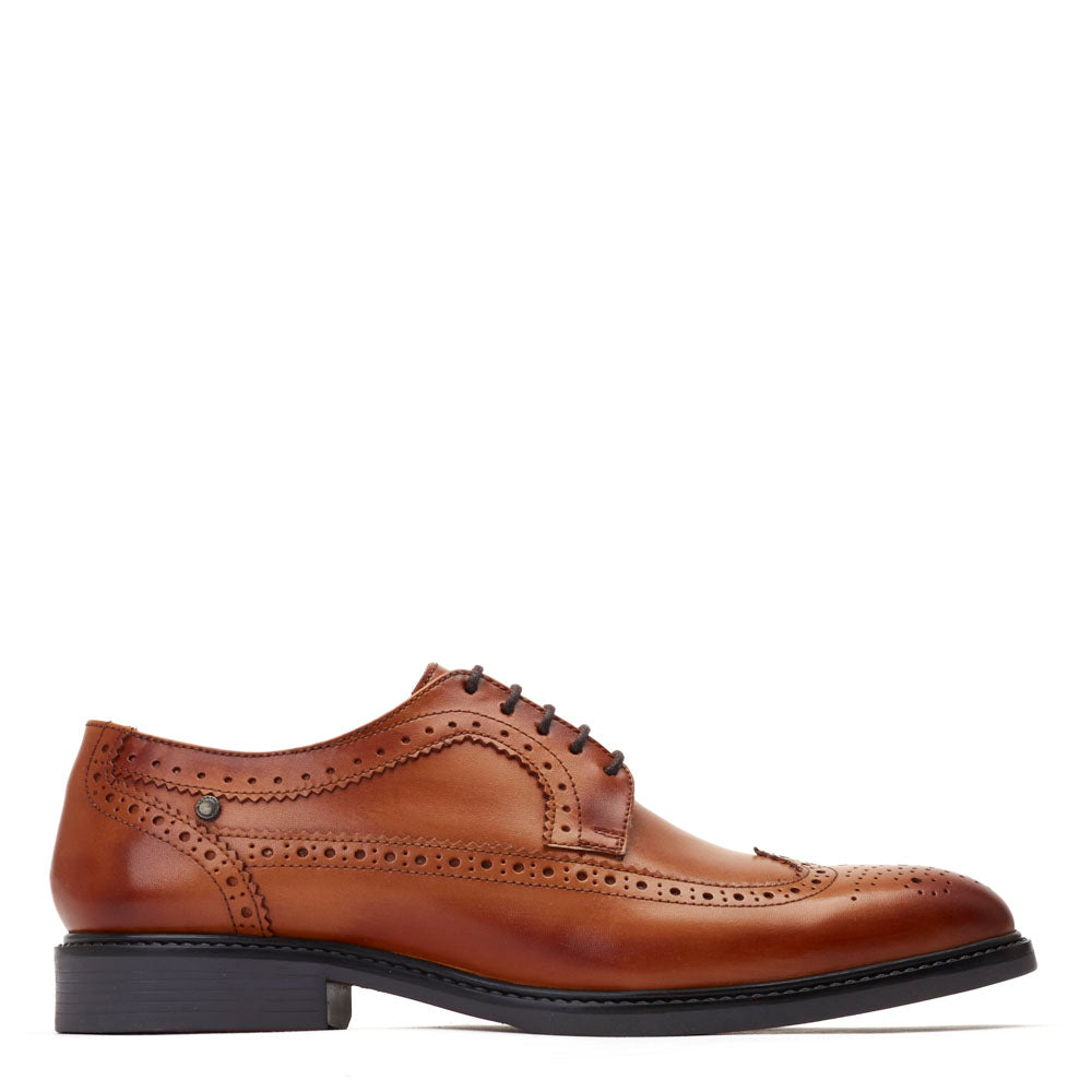 Base London Mens Castello Waxy Tan Leather Brogue Shoes UK 9