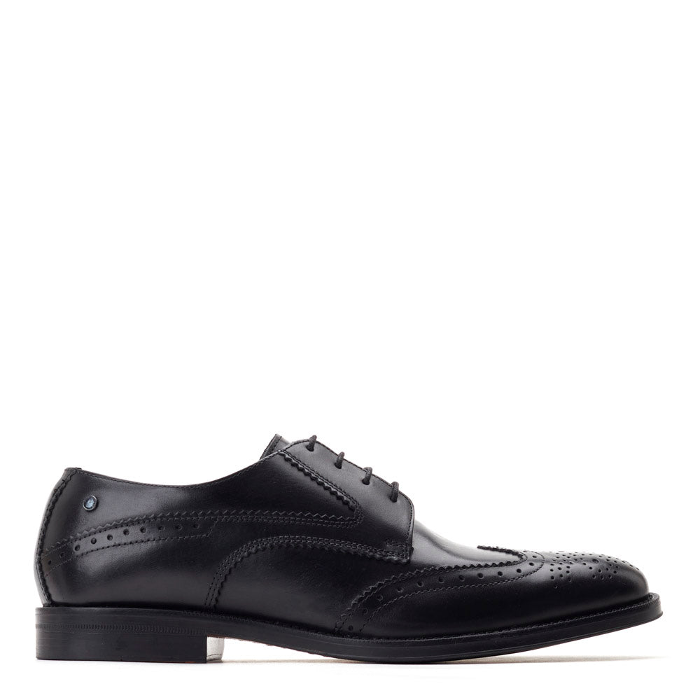 Base London Mens Cochran Waxy Black Brogue Shoes UK 5