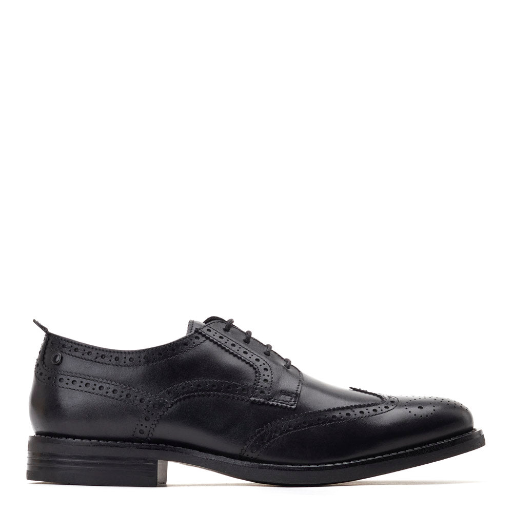 Base London Mens Cooper Washed Black Leather Brogue Shoes UK 7