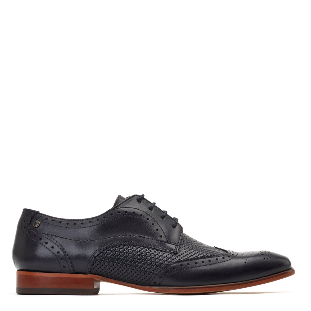 Base London Mens Falcone Waxy Black Leather Brogue Shoes UK 8