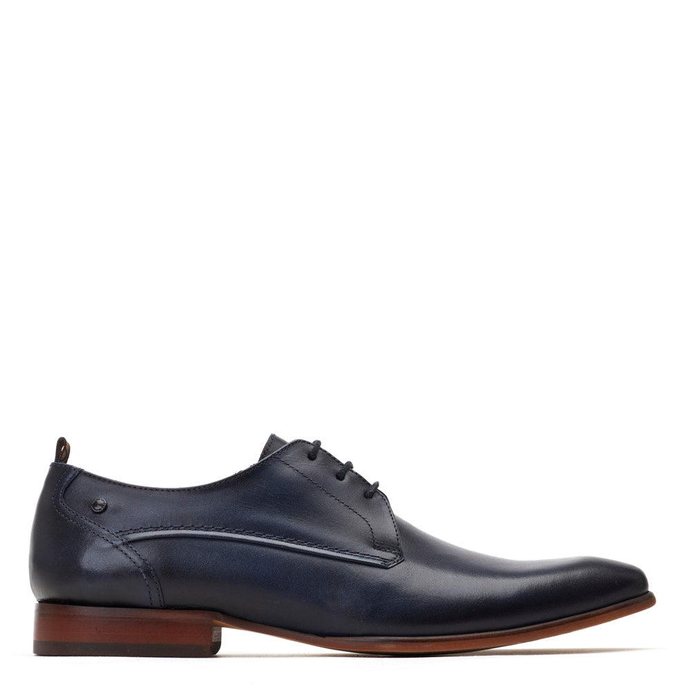 Base London Mens Gambino Waxy Navy Derby Shoes UK 9