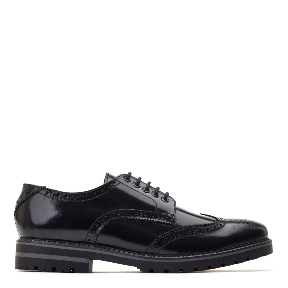 Base London Mens Gibbs Hi Shine Black Leather Brogue Shoes UK 11